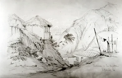 Widok Valparaiso, 1834 (ołówek i wc na papierze)